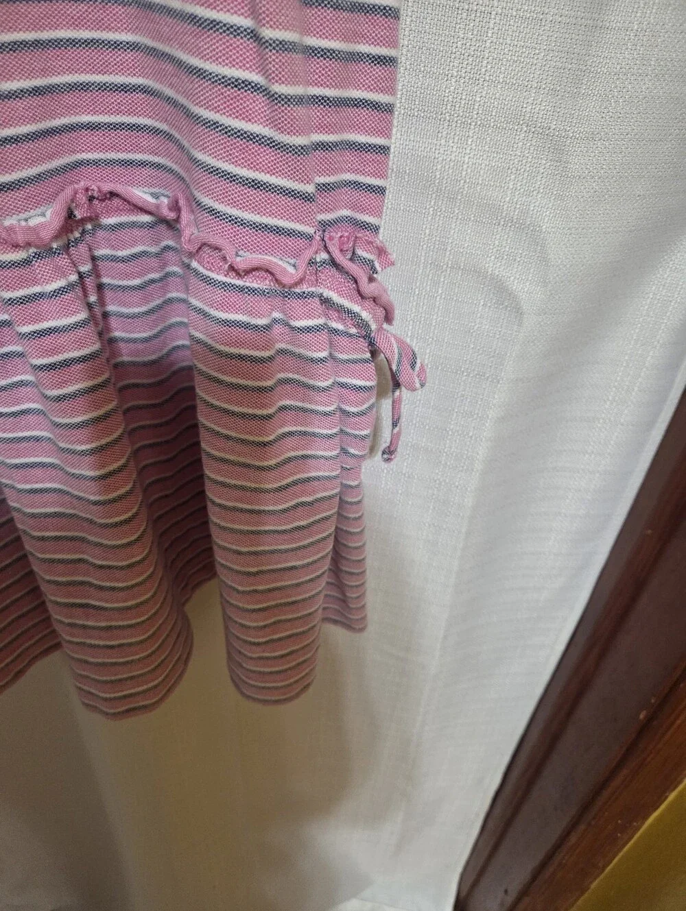 Ralph Lauren Girl’s XL 16 Tank Dress Summer Polo Mesh Striped Pink Blue White